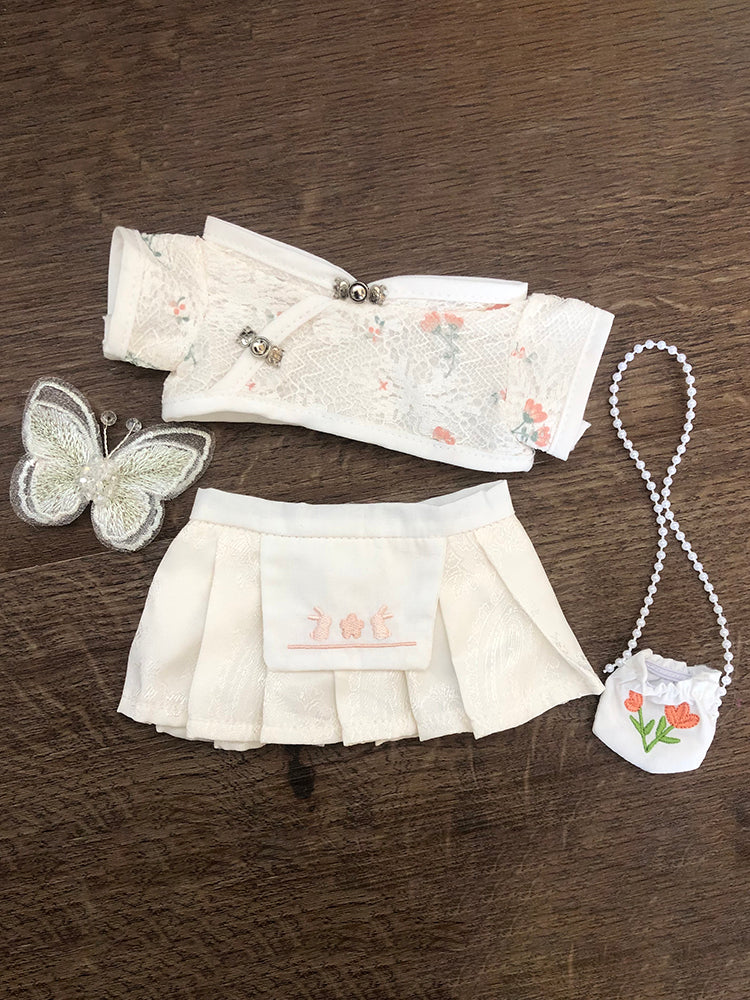[Fluffy Bunny Doll Clothes] Tietie Li Cotton Doll Clothes 20cm Girls' Autumn and Winter Ancient and National Style Cheongsam.