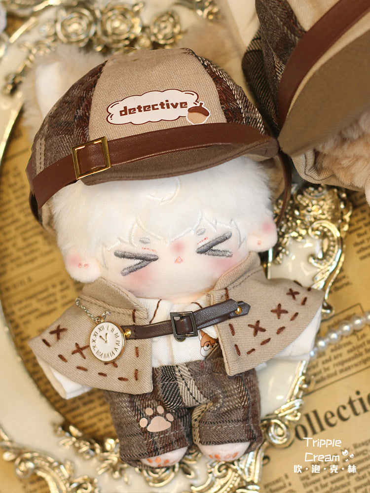 10cm Night Breeze Sound Blowing Bubble Klin Cotton Doll Clothes 10cm Doll Detective Cape British Fox