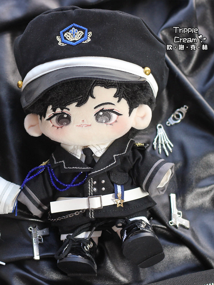 Rooftop doll clothes blowing bubble Klin cotton doll clothes 20cm doll clothes black and white uniform cool handsome belt.