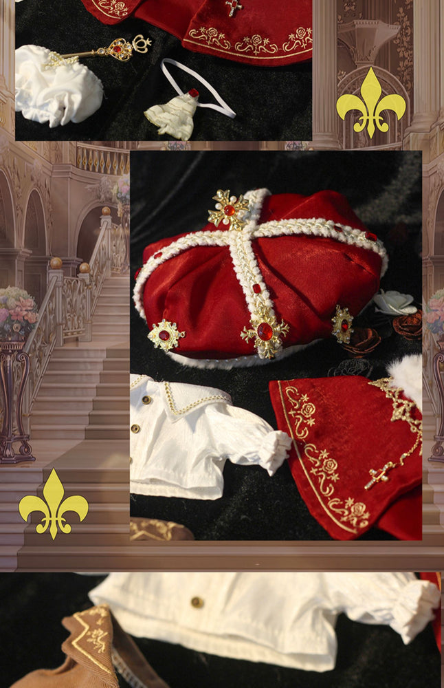 Coronation Ceremony Cotton Doll Clothes Blowing Bubble Klin 20cm Attribute-Free Court King Cape Noble Gorgeous Crown.