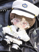 Rooftop doll clothes blowing bubble Klin cotton doll clothes 20cm doll clothes black and white uniform cool handsome belt.