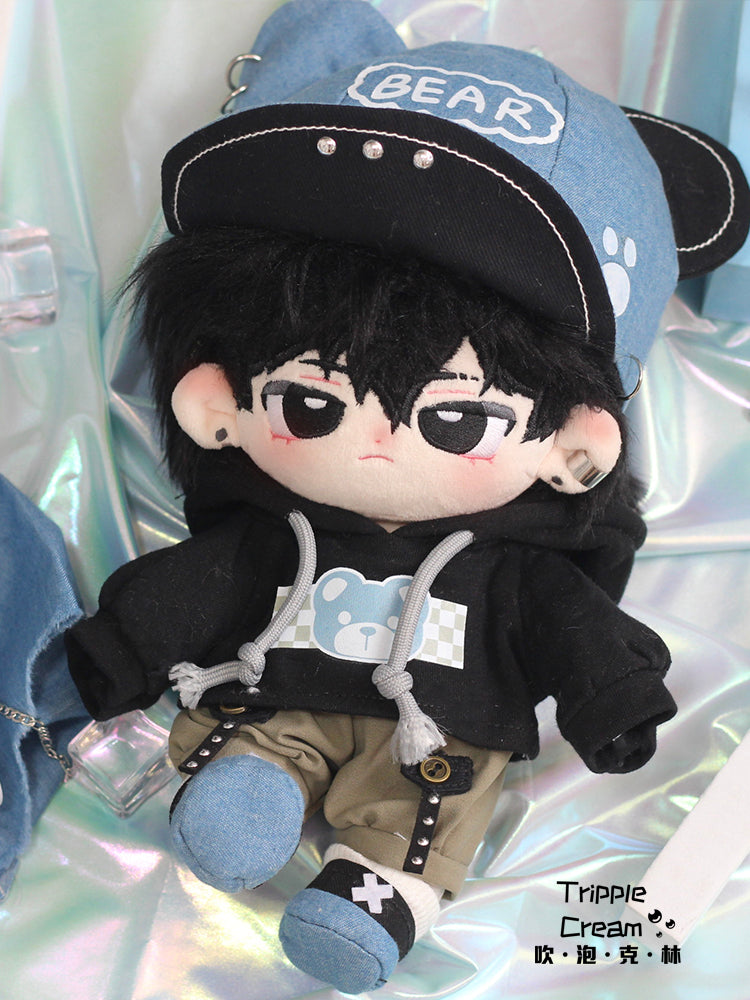 Denim cool doll clothes blowing bubble Klin cotton doll clothes doll clothing cool handsome vest rivet trend 20cm swagger brother.