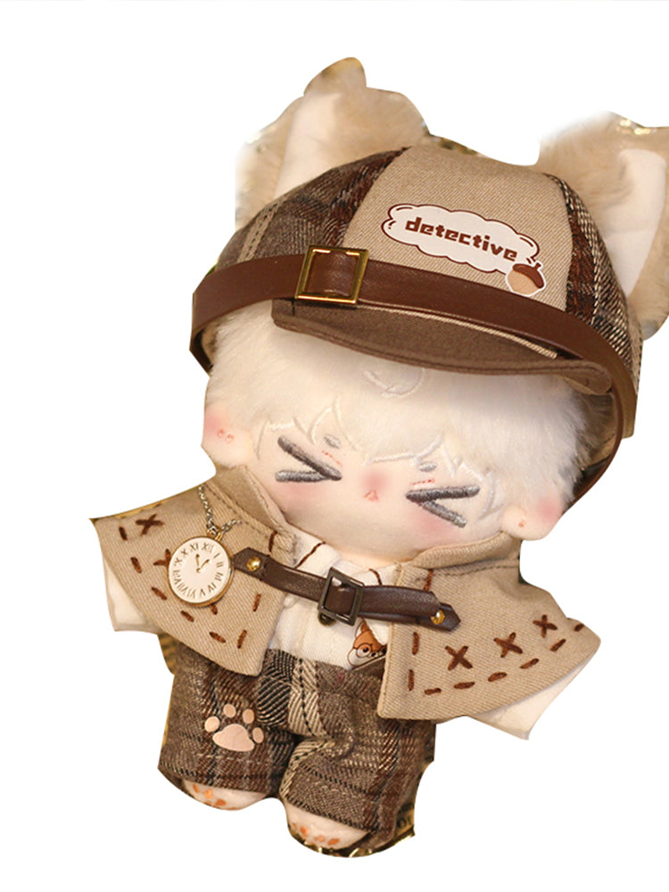 10cm Night Breeze Sound Blowing Bubble Klin Cotton Doll Clothes 10cm Doll Detective Cape British Fox