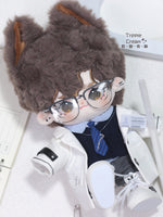 Cotton doll clothes, 20cm in size, original design by Blowing Bubbles Clan, pure white scientific uniform with elegant glasses, suitable for student professionals