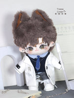 Cotton doll clothes, 20cm in size, original design by Blowing Bubbles Clan, pure white scientific uniform with elegant glasses, suitable for student professionals