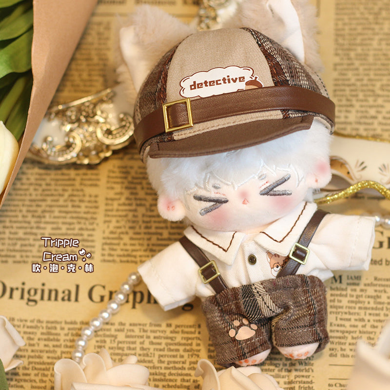 10cm Night Breeze Sound Blowing Bubble Klin Cotton Doll Clothes 10cm Doll Detective Cape British Fox