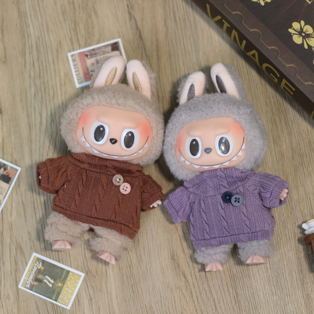 Cotton doll clothes 10cm & 20cm Labubu clothing original blowing bubble Klin sweater series new color simple.