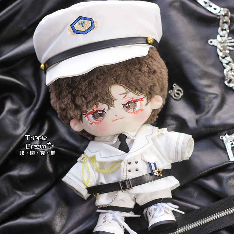 Rooftop doll clothes blowing bubble Klin cotton doll clothes 20cm doll clothes black and white uniform cool handsome belt.