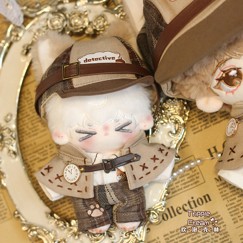 10cm Night Breeze Sound Blowing Bubble Klin Cotton Doll Clothes 10cm Doll Detective Cape British Fox