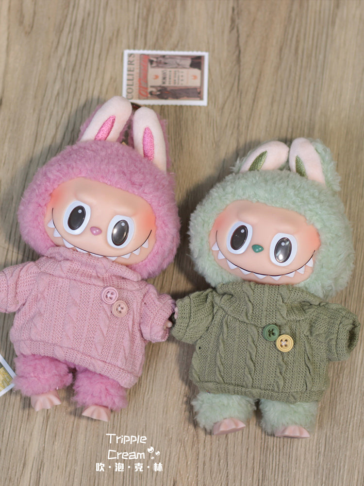 Cotton doll clothes 10cm & 20cm Labubu clothing original blowing bubble Klin sweater series new color simple.