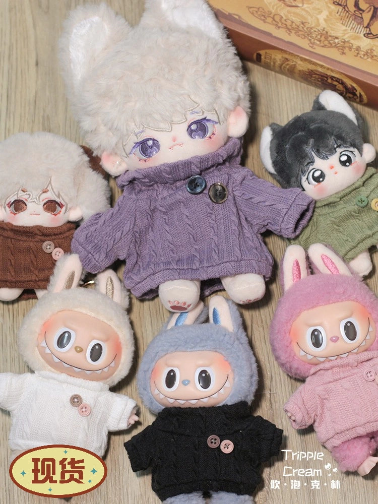 Cotton doll clothes 10cm & 20cm Labubu clothing original blowing bubble Klin sweater series new color simple.